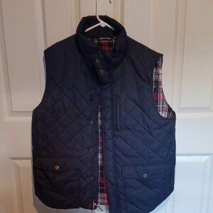 Southern Proper Quilted Navy Vest with Red Plaid Lining